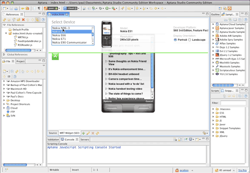 nokiascreen preview Nokia Web Development Plugin für Aptana Studio