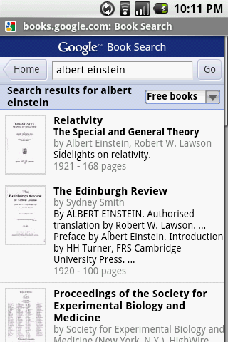 einstein einstein Google Book Search ab sofort auch mobil