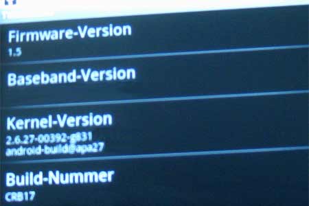 firmware 1 5 Android Cupcake Update manuell durchführen