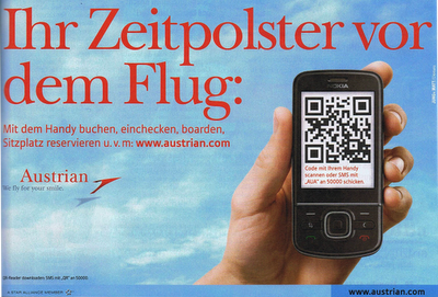 austrian kampagne Mobile Tagging Kampagne der Austrian Airlines 